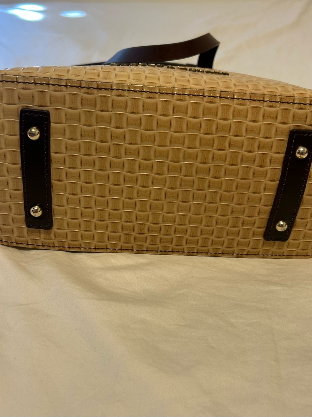 NWT Dooney & Bourke LILLIANA Tote Bag w/Wristlet Keychain Natural Woven Leather - Picture 2 of 16